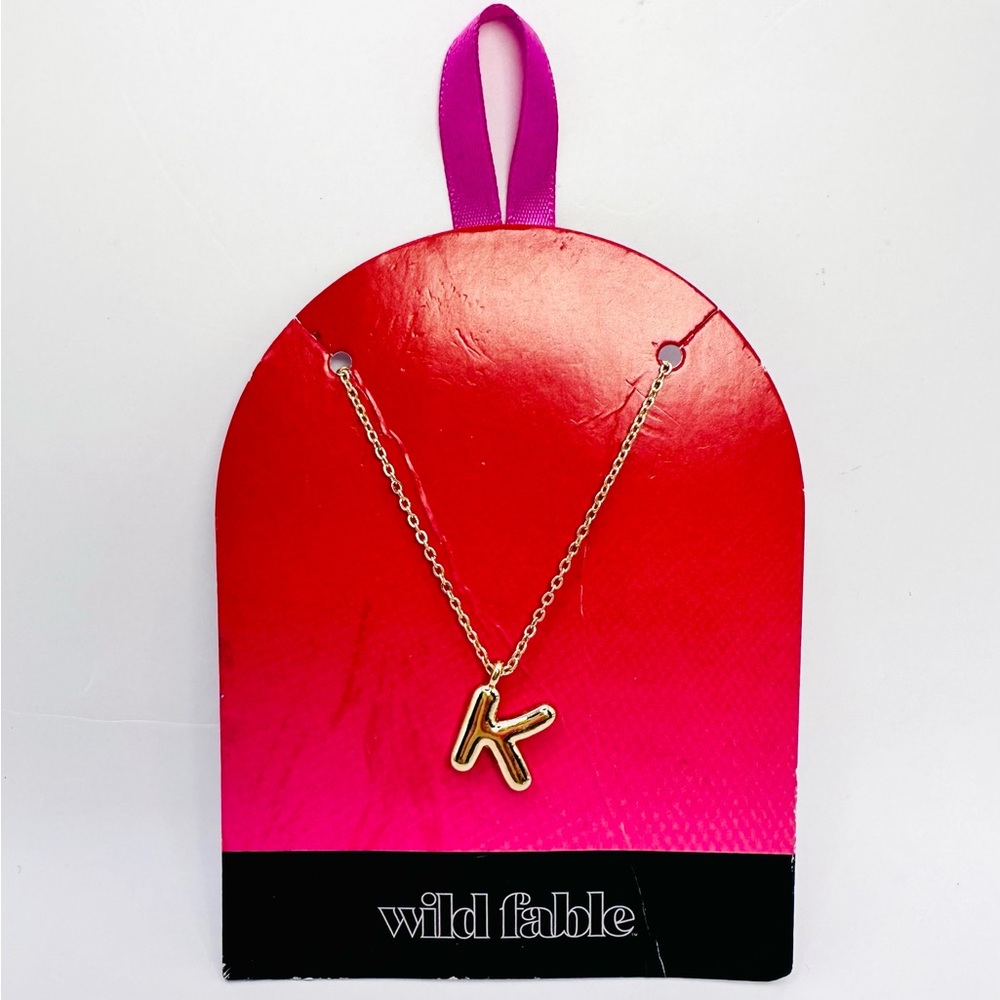 Wild Fable Golden Tone Letter K Pendant with a Gold Chain
